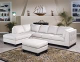 All Leather Sofa Sectional Set in Ivory - 8-Way-Hand-Tied - 9958IV-SET