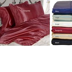 Gold 4 Piece Queen Satin Sheet Set Bed