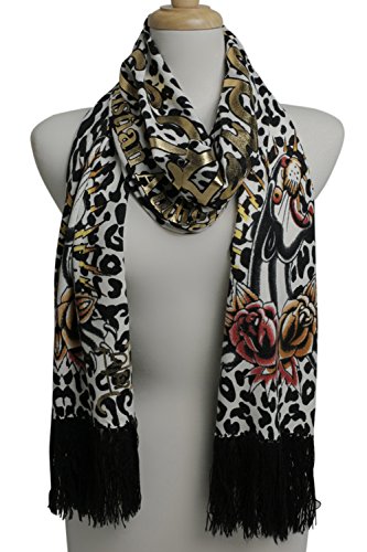 Ed Hardy Women's Soft Knit Warm Long Scarf Leopard Animal Printed Colors