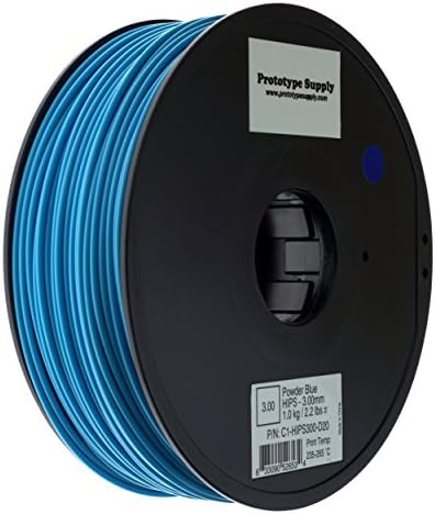 Prototype Supply 3mm HIPS Powder Blue 3D Printing Filament, 1kg (2.2 pounds)