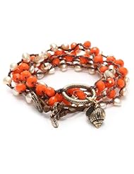 Love Heals Living Orange Braided Small Champagne Pearls Wrap Bracelet