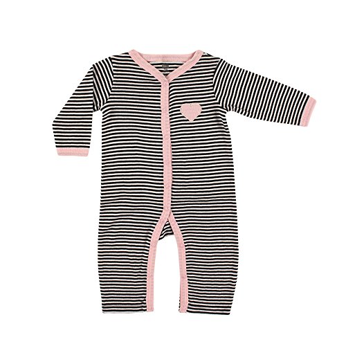 Hudson Baby Ruffle Union Suit - Pink and Black Stripe