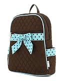 Medium Quilted Backpack Purse - Brown/Blue (11x13)