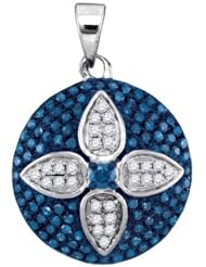 0.65CTW BLUE DIAMOND MICRO-PAVE PENDANT