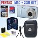 Pentax Optio M50 8MP Digital Camera (Light Blue) + 2GB Accessory Kit