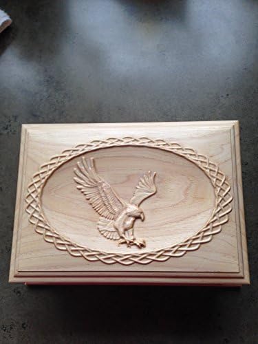 Carved Eagle Box with Surround - Hickory Wood, Tung Oil and Carnuaba Wax Used as Memory, Keepsake or Jewelry box.