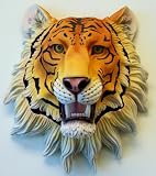 Large Orange 3 Dimensional Wall Mounted Tiger Face Animal Jungle