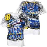 Jimmie Johnson #48 Nascar 2010 Total Print Tee by Chase Authentics (White-Royal)