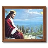Jesus Christ Praying At Gethsemane Religious Wall Picture Oak Framed Art Print