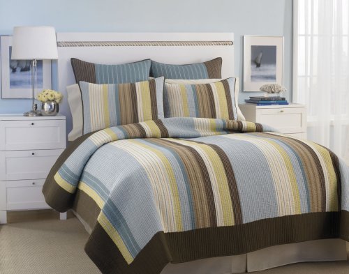 Nautica Sea Glass Cotton Full/Queen Quilt, Chocolate