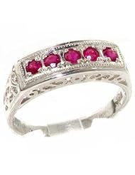 Luxury 925 Solid Sterling Silver Natural Ruby Womens Band Ring - Finger Sizes 4 to 12 Available
