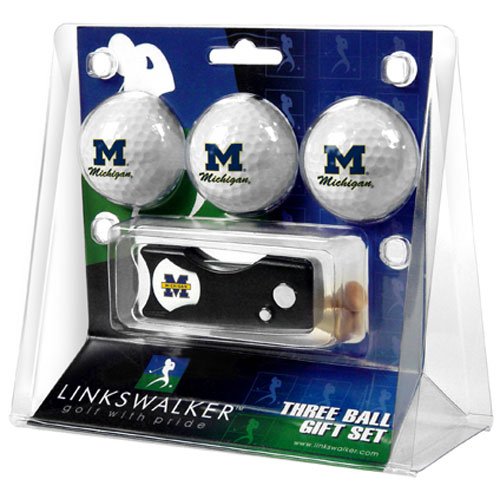 Michigan Wolverines Ncaa 3 Golf Ball Gift Pack W/ Spring Action Divot Tool