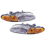 1996-2000 Chrysler Sebring Headlights Convertible  w Amber (Black) by Matrix