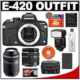 Olympus Evolt E-420 Digital SLR Camera with Olympus Zuiko 14-42mm f/3.5-5.6 Digital Zoom Lens + Olympus Zuiko 70-300mm f/4.0-5.6 ED Zoom Lens + Olympus FL-50R TTL Electronic Flash + 4GB CompactFlash Card + Spare BLS-1 Battery + Case + Cameta Bonus Accessory Kit