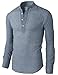H2H Mens Casual Slim Fit Linen Henley Lightweight Roll-up Sleeve Shirt