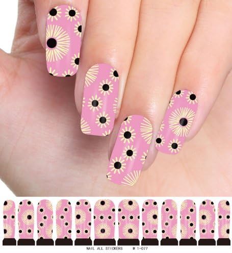 Fashion Nail Decals Temporary Nailart Tattoos Nail Art Water Transfer Stickers for Ladies Girls Nail Decorations - Black Dots Petals