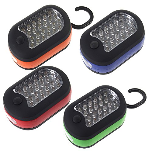 ECAREE V9005D 24+3 LED Work Light Set with Swivel Hook, 1 Orange + 1 Blue + 1 Green + 1 Red