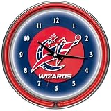 Washington Wizards NBA Chrome Double Ring Neon Clock
