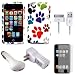 Colorful Dog Paw Design Protective 2 Piece Rubberized Crystal Hard Case Cover for Apple iPod Touch 4th Generation (8GB, 16GB, 32GB, 64GB) + Clear Screen Protector for iPod Touch 4th Generation LCD Display Screen + USB Car Charger + USB Travel Wall Charger + Cellet APPLE APPROVED White USB Data Cable For Apple iPhones, iPad (Licensed)