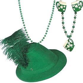 St. Patrick’s Day Velour Hat and Bead Set