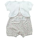 《H28年夏物》(日本製) Pample Mousse(パンプルムース) 天竺小花Ptボレロ付きロンパス 80cm/OW NO.DP-62509