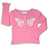 Cool Island - Girls Long Sleeved Henley Style Ribbed Top, Pink