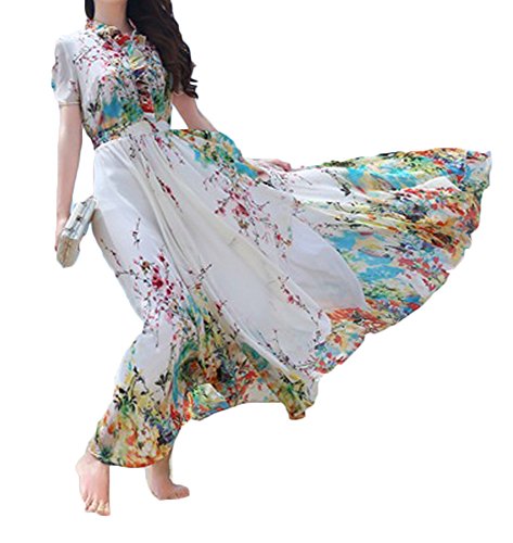 (ディーコッテ)D'Kotte レディース 春 ワンピース ワンピ ロング丈 マキシ 半袖 シャツ エレガント 花物 リゾート ビーチ ドレス neaa205