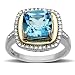 S&G Sterling Silver and 14k Yellow Gold Diamond and Swiss Blue Topaz Ring, (0.12 cttw, I-J Color, I3 Clarity), Size 7