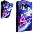 FOR HTC DESIRE HD ULTRA THIN BUTTERFLY PRINT ON BLUE LEATHER FLIP CASE COVER POUCH