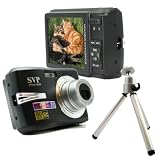 SVP Xthinn-8368 Black 10MP Max 3x Optical Zoom 3 LCD Digital Camera (Free- a Sturdy Tripod)