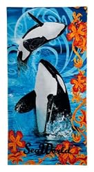 Shamu Whale with Flowers Towel