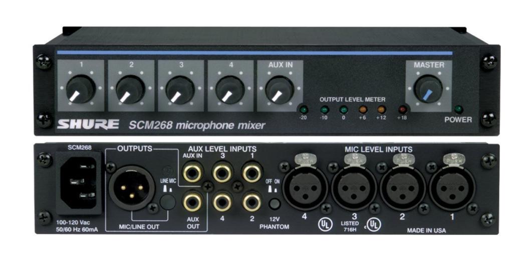 Shure SCM268 4Channel Microphone Mixer, 6 Transformers