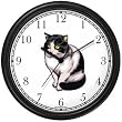 Black and White Cat Wall Clock by WatchBuddy Timepieces (White Frame)
