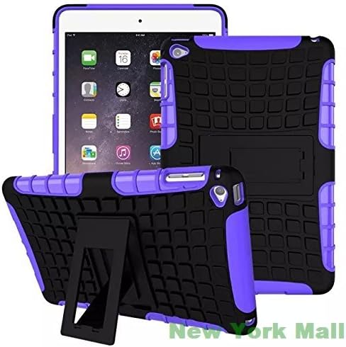 Ipad Mini 4 Case,New York Mall Mini 4 Case,2 in 1 Light Weight Shockproof Hybrid Defender Rugged Protection Cover Case with Kickstand for Ipad Mini 4 (Purple)