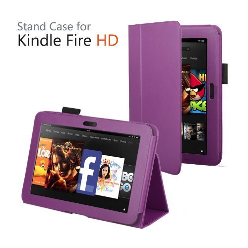 Elsse (TM) High-priced Folio Case Cover for Kindle Pep HD 7 Inch Tablet (2012 model) / Goad Fire HD 7 Tablet (Wake or put your device to slumber by opening or closing the case) (Purple)