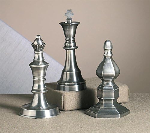 3 Pc 9 in. Chess Finial Set (Antique Silver)