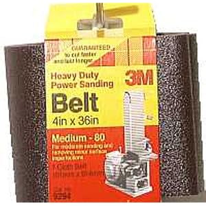 3M 9294NA Heavy Duty Power Sanding Belts, 4-Inch x 36-Inch, Medium Grit, 1-pack by 3M