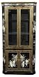 Asian Dining Room Furniture - 80" Fine Ming Black Lacquer Breakfront Corner China Cabinet