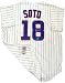 Geovany Soto Autographed Chicago Cubs Majestic Pinstripe Replica Jersey with ROY 08 Inscription