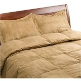Microsuede 4-piece White Duck Down Full Comforter Set, Taupe
