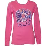 Batgirl, Wonder Woman, & Supergirl - Girl Power Juniors Long Sleeve Thermal T-Shirt by Junk Food