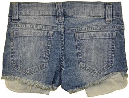 U Glow Girl Little Girls Denim Blue Star Patch Short W/Light Up Key Chain (6X)