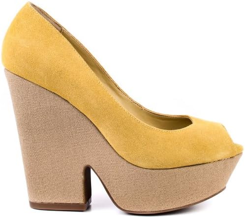 Luxury Rebel Women's Razo Wedge Pump, Mustard, 38.5 EU/8.5 M US