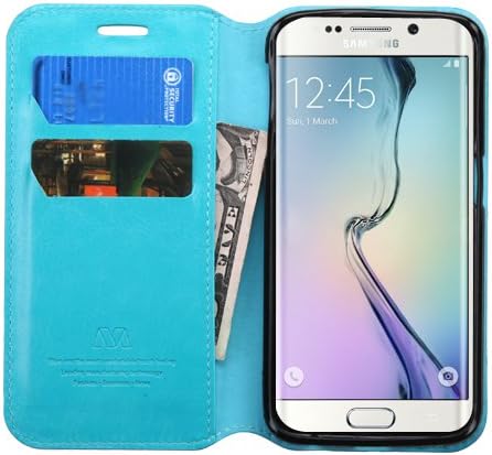 Galaxy S6 Edge Data Cable & Case Wallet (Blue) Bundle - 2 Items