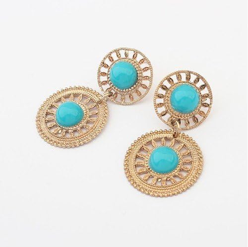 Poppular Vintage Europe And Western Style Hollow Teardrop Earrings! Blue BY Mary J