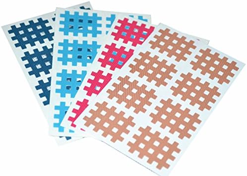 Macure Spiral Cross Kinesiology Tape for Sports and Therapy 3mm X 4mm 8pcs/sheet (Pack of 20 sheets) (Multicolour)