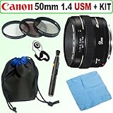 Canon EF 50mm f1.4 USM Medium Telephoto Lens + Deluxe Accessory Kit