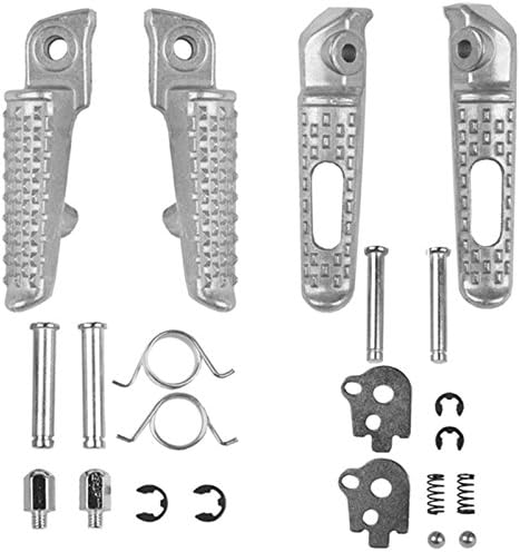 MAGGIE MOTO® Front &amp; Rear Foot Pegs Footrest for Honda CBR600 RR 03-06 CBR1000 RR 04-11 (Silver)