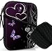 Butterfly Heart Design Neoprene Padded Bubble Sleeve Case Cover with Accessory Pocket, & Removable Carrying Handle Fits Amazon Kindle Fire / Amazon Kindle Touch / Amazon Kindle 3 and Similar Size E-books
