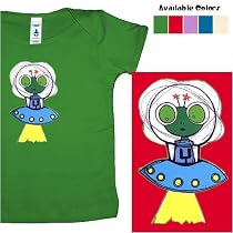 Space Alien Organic Cotton Infant Lap t-Shirt Made in the USA, 18-24 months, fire engine red